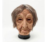 Colcolo Máscara de Terror Cosplay Máscara Disfraz Látex con Diseño Grotesco y Cobertura Completa Que la Apariencia con Cabello Adherido Adecuada para Fiestas, Anciana De Pelo Corto