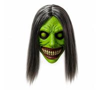 Colcolo Máscara de Terror Cosplay Máscara Disfraz Látex con Diseño Grotesco y Cobertura Completa Que la Apariencia con Cabello Adherido Adecuada para Fiestas, Exorcista Verde