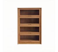 Colcolo Mini Armario de Almacenamiento Gabinete Vitrina Mueble Organizador de Madera con Acabado Vetado y Puerta con Visión Frontal Clara y Tamaño Compacto, Cerezo, Size to 5