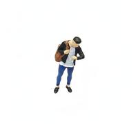 Colcolo Miniatura Figura Humana Escala 1/64 Figura Modelo Accesorio Figurilla de Resina Pintada Que Añade Dimensión y Vida, Hombre con Mochila Mirando El Reloj, Modelo 162