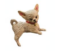 Colcolo Miniatura Perro Figurita Estatuita Adorno PVC Compacto con Tallado y Fijación Adhesiva Adecuada para Salpicadero del Coche Borde de Pantalla Mesa de, Perro Chihuahua con Campana