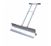 Colcolo Pala Quitanieves Herramienta de Nieve Empujador con Ruedas Rastrillo de Nieve Mixta para Polvo y Nieve Acero Inoxidable, Pala De Nieve con Borde Dentado, 98 Cm, Doble Mango