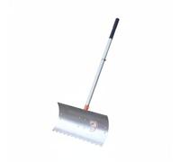 Colcolo Pala Quitanieves Herramienta de Nieve Empujador con Ruedas Rastrillo de Nieve Mixta para Polvo y Nieve Acero Inoxidable, Pala De Nieve con Borde Dentado, 60 Cm, Mango Único