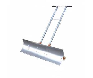 Colcolo Pala Quitanieves Herramienta de Nieve Empujador con Ruedas Rastrillo de Nieve Mixta para Polvo y Nieve Acero Inoxidable, Pala De Nieve con Borde Dentado, 98 Cm, Doble Mango