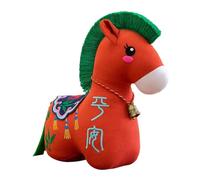 Colcolo Peluche de Caballo para el año Chino 2026, colección de Juguetes con bendiciones del Zodiaco para Adultos y niños, Verde Oscuro Rojo 22cm