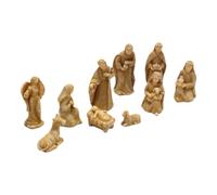 Colcolo Pesebre de Resina con Figuras Nacimiento Manger Centro de Mesa Estacional con Textura Tallada Juego Compacto de 10 Piezas Adecuado para Hogar Sala de Estar Decoración de Fiestas
