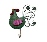 Colcolo Porta Velas de Gallo de Pared Organizador Colgador Soporte con Diseño Decorativo Cuerpo Pintado y Relieves Cola de Alambre en Espiral Gancho Inferior, Verde