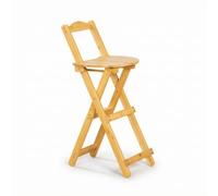 Colcolo Taburete Plegable de Barra Taburete de Cocina Silla Alta Asiento con Respaldo Taburete de Encimera de Bambú con Plegado Plano Que Ahorra Espacio y, Mediano 84CM, Color Original