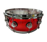 Colcolo Tambor Acrílico Caja Redoblante Batería Percusión con Casco de Acrílico y Aros de Metal Sonoridad Brillante y Ataque, Rojo, Tambor De Acrílico Rojo De 14 5.5 Con Orejetas Dobles Plateadas