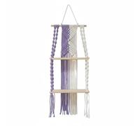 Colcolo Tapiz de Cuerda de Algodón Macramé Colgante Repisa Decorativa de Madera Organizador Mural de Doble Nivel Diseño Bohemio Tejido Adecuado para Dormitorio Sala Hotel Apartamento, Morado+Beige