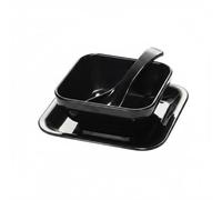 Colcolo Tazón de Postre de Melamina Cuenco Plato Cuchara Vajilla para Postres Snacks Entradas Uso Diario Apto para Temperaturas Extremas Adecuado para Restaurantes Hogares, Negro