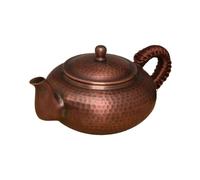 Colcolo Tetera de Cobre Puro Hecha a Mano Vessel con Flujo Controlado Tapa Hermética Mango Enlazado y Acabado Martillado Apta, 350 Mililitros, Cobre Puro, Hecho A Mano, Martillado, Estilo Envejecido