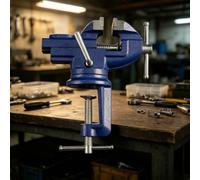 Colcolo Tornillo de Banco Profesional Tornillo Mordaza Base Giratoria Abrazadera; Rotación Completa 360 Grados Sujeción Segura Cuerpo Rígido; Adecuado para, Azul, 60mm