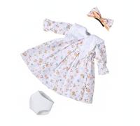 Colcolo Traje Muñeca Vestido Ropa Conjunto Completo para Cambio Rápido Adecuado para Colección Exhibición Fotografía Decoración, Naranja, Vestido Floral Campestre con Cuello De Encaje