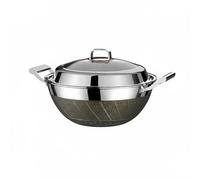 Colcolo Wok de Acero Inoxidable Sartén Olla Cazo sin Recubrimiento para Uso Continuo y Doble Asa de Soporte Firme Distribución de Eficiente Compatible con, 36 Cm, Sin Vaporera