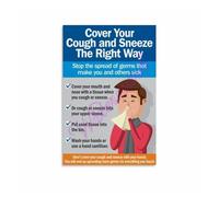 Cold and Flu Season Poster Cough Sneeze Hygiene Guide Canvas Print for Classroom Waiting Room Wall Decor(Framed,16x24inch(40x60cm))