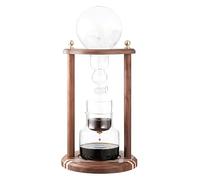 Cold Brew Coffee Tower,Ice Drip Machine,600ml Borosilicate Glass Pot,Makes 4-6 Cups,Wood Frame,with Drip Speed Regulating Valve,for Home Office