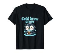 Cold Brew Crew Kawaii Chibi Penguin - Café Helado Camiseta