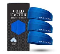 COLD FACTOR Diadema de enfriamiento instantáneo, Paquete de 3 Unidades (Azul) | Tecnología Avanzada de refrigeración evaporativa sin químicos | Más de 2 Horas de enfriamiento | Ideal para Deportes,