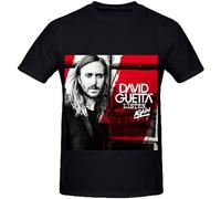 COLD-PRESSED LEMON David Guetta Listen Again Pop Mens Crew Neck Slim Fit Shirts Black M