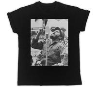 COLD-PRESSED LEMON Fidel Castro Mic Poster Face T-Shirt Mens Unisex Tees Black M