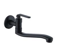 Cold Water Tap Kitchen - Grifo para fregadero de pared (25 cm), color negro