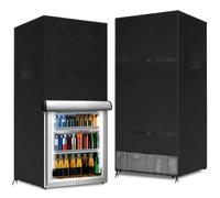 Coldairsoap Funda para frigorífico de exterior a prueba de polvo, protege congeladores verticales y frigoríficos de bebidas, color negro, 58,4 x 58,4 x 142,2 cm