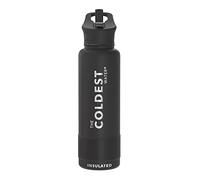 Frío - Botella de agua deportiva (tapa con pajita), a prueba de fugas, acero inoxidable aislado al vacío, frío caliente, doble pared, taza térmica, cantina de metal (40 onzas, negro sigiloso)