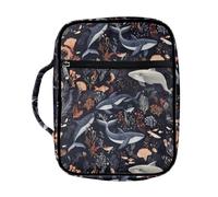 Coldinair Funda de la Biblia con diseño de ballena para niños, bolsa de transporte portátil para libros de iglesia, bolsa protectora de la Biblia con asa y bolsillo con cremallera