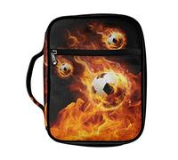 Coldinair Funda de la Biblia con estampado de baloncesto de fuego para hombres, adolescentes, niños, niños, funda de transporte para libros, bolsa de iglesia, protector de la Biblia con asa y