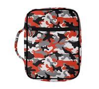 Coldinair Funda de la Biblia de camuflaje rojo para hombres y niños, funda de transporte para libros de iglesia, bolsa de escritura con bolsillo con cremallera y asa