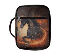 Coldinair Funda para Biblia con diseño de caballo negro para hombre, funda para llevar la Biblia, bolsa de iglesia para niños, adolescentes, protector de la Biblia con asa y bolsillo con cremallera