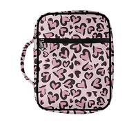 Coldinair Funda para la Biblia con estampado de leopardo rosa para mujeres, adolescentes y niños, funda de transporte duradera para libros de iglesia, soporte para la Biblia con asa y bolsillo con