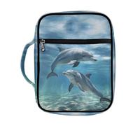 Coldinair Fundas de la Biblia de delfín para mujeres, hombres y niños, funda de Biblia con marcapáginas, funda grande de transporte, bolsa de iglesia, protector de la Biblia con bolsillo y cremallera