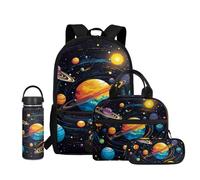 Coldinair Mochila para niños de 6 a 8 años, mochila escolar ligera con bolsa de almuerzo, bolsa grande para libros para la escuela, Planetas espaciales galácticos