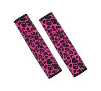 Coldinair Paquete de 2 almohadillas para cinturón de seguridad de automóvil con estampado de leopardo rosa intenso para mujer, fundas para correa de hombro para cinturón de seguridad, almohadilla de
