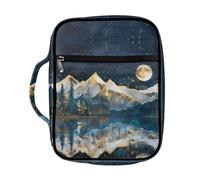 Coldinair Snow Mountain Moon - Funda para Biblia para hombres y mujeres, funda de transporte duradera para libros de iglesia, soporte para la Biblia con asa y bolsillo con cremallera