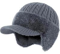 ColdShield Trapper Bloqueo Sombreros de Punto, Gorro de Invierno con Borde Oreja Solapas para Hombres Mujeres, al Aire Libre cálido de Lana Forrado de Punto Sombrero (Grey)