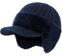 ColdShield Trapper Bloqueo Sombreros de Punto, Gorro de Invierno con Borde Oreja Solapas para Hombres Mujeres, al Aire Libre cálido de Lana Forrado de Punto Sombrero (Blue)