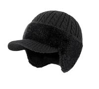 Coldshield Trapper Ear Protection Knitted Hat Complete Head and Ear Coverage for Cold Weather (Black)