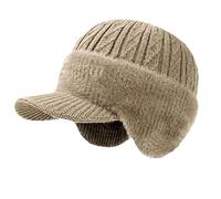 Coldshield Trapper Ear Protection Knitted Hat Complete Head and Ear Coverage for Cold Weather (Khaki)