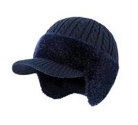 Coldshield Trapper Ear Protection Knitted Hat Complete Head and Ear Coverage for Cold Weather (Navy Blue)