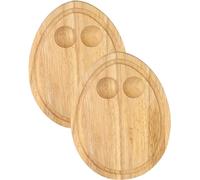 Cole & Bailey® Hevea - Juego de 2 tablas de desayuno de madera con forma de huevo con soportes para huevos, 24 x 18 x 1,5 cm