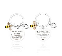 Cole De Amor De Abeja De Acero Inoxidable De 2 Piezas, Llavero Creativo del Día del Maestro, Llavero De Agradecimiento DIY, Regalo De Acción De Gracias De La Fiesta De Graduación.