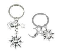 Cole De Estrella, Luna Y Sol De 2 Piezas, Llavero De Acero Inoxidable, Llavero De Moda, Cole De Estilo Simple
