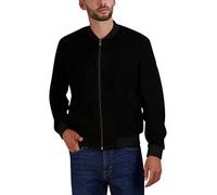 Cole Haan Chaqueta de ante con cuello de punto acanalado para hombre, Negro -, Large