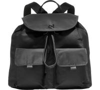 Cole Haan Mochila con solapa de nailon, color negro liso, Negro Sólido, Talla única