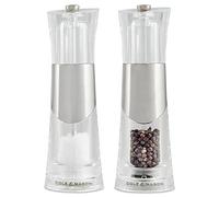 Cole & Mason Bobbi Juego Molinillos de Sal y Pimienta, Grosor Ajustable, Molino de Especias, Cromo/Acrílico, 185mm, Incluye 2 x Molinos