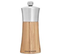 Cole & Mason Bromley - Molinillo de sal de 6 pulgadas con mecanismo de molienda ultra afilado, salero que mejora el sabor, molinillo recargable con molienda ajustable, madera de olivo