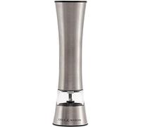 Cole & Mason Burford Molinillo Eléctrico de Sal y Pimienta, Mecanismo de Cerámica, Molienda Ajustable, Operación Automática, Molinillo de Especias Recargable, Acero Inoxidable, 18 cm